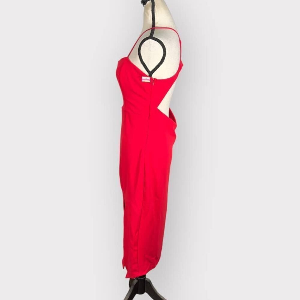 Lulus Get the Party Going Cocktail Bodycon Midi Dress Red Women's Size Large NWT - Picture 4 of 9
